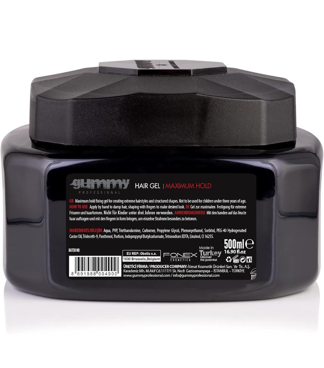 Gummy gel pour cheveux rouge maximum Hold 500ML